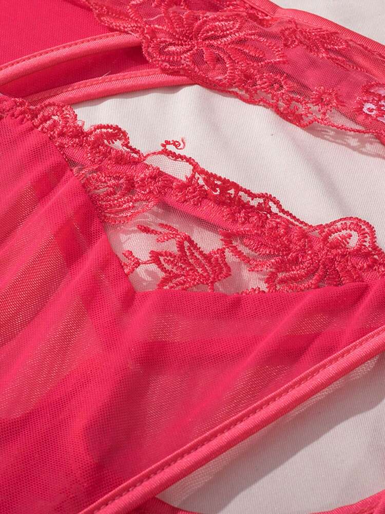 3PCS Sexy Mesh Lingerie Set for Women – See-Through Camisole with Matching Thong and Garter, Perfect for Romantic or Special Occasions