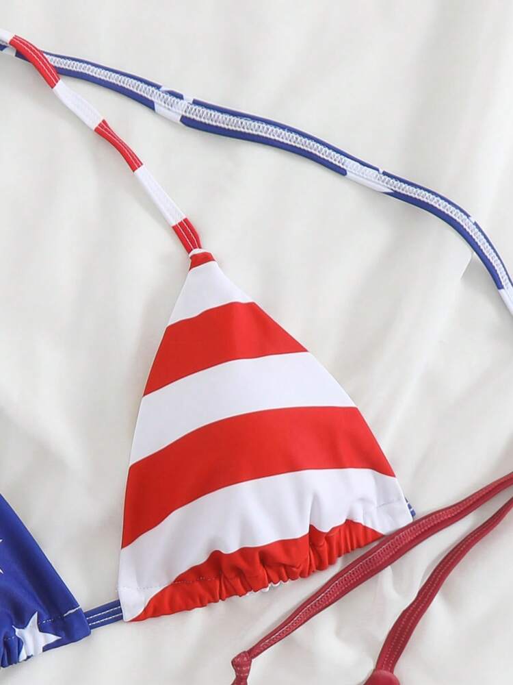 Women's USA Flag Triangle Cup Bikini Swimsuit - 4th of July Patriotic Swimwear