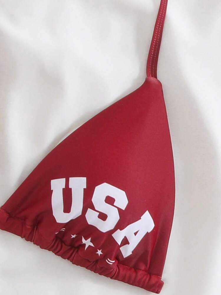 Women's USA Flag Triangle Cup Bikini Swimsuit - 4th of July Patriotic Swimwear